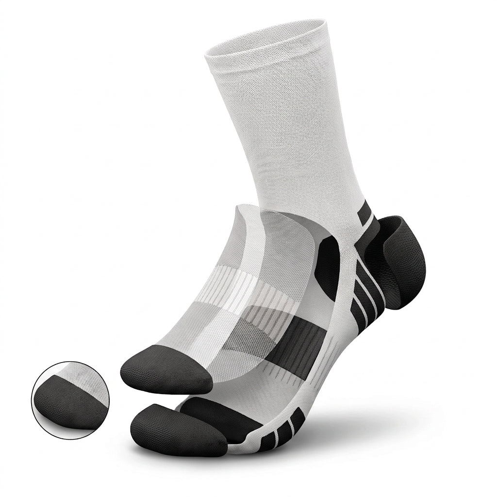 Elite sock with its technical zones